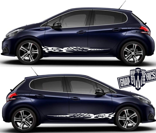 Graphics Racing Line Sticker Car Side VINYL Stripe For Peugeot 208 - Brothers-Graphics