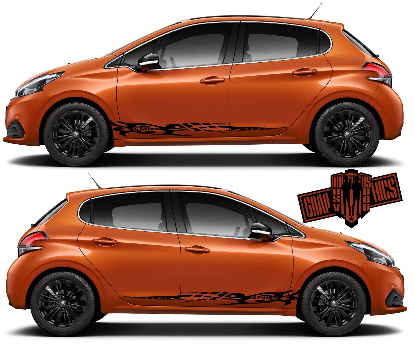 Graphics Racing Line Sticker Car Side VINYL Stripe For Peugeot 208 - Brothers-Graphics
