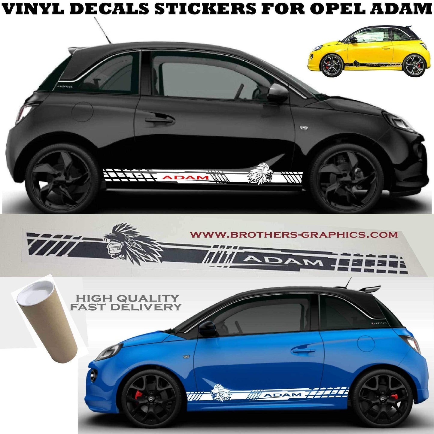 Autocollants graphiques de course en vinyle pour voiture pour Opel Adam 2013-2019