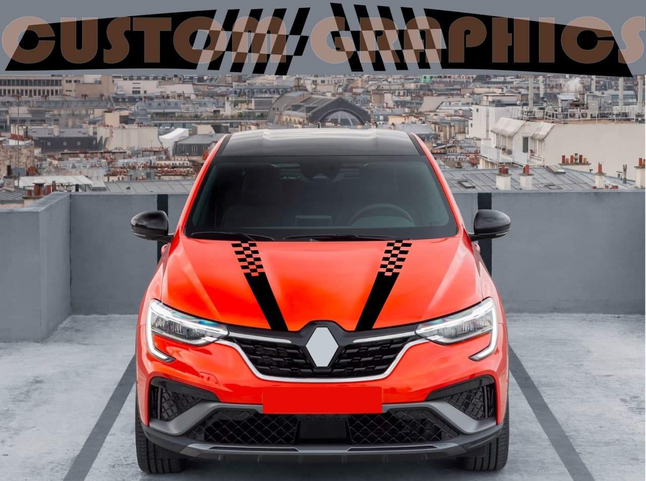 Vinyl Graphics Hood Block Line Design Graphic Racing Stripes Compatible with Renault Arkana