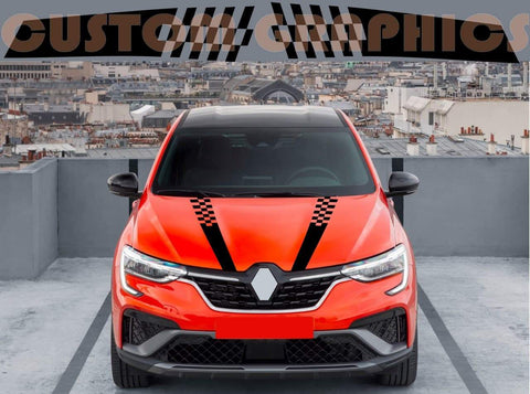 Vinyl Graphics Hood Block Line Design Graphic Racing Stripes Compatible with Renault Arkana