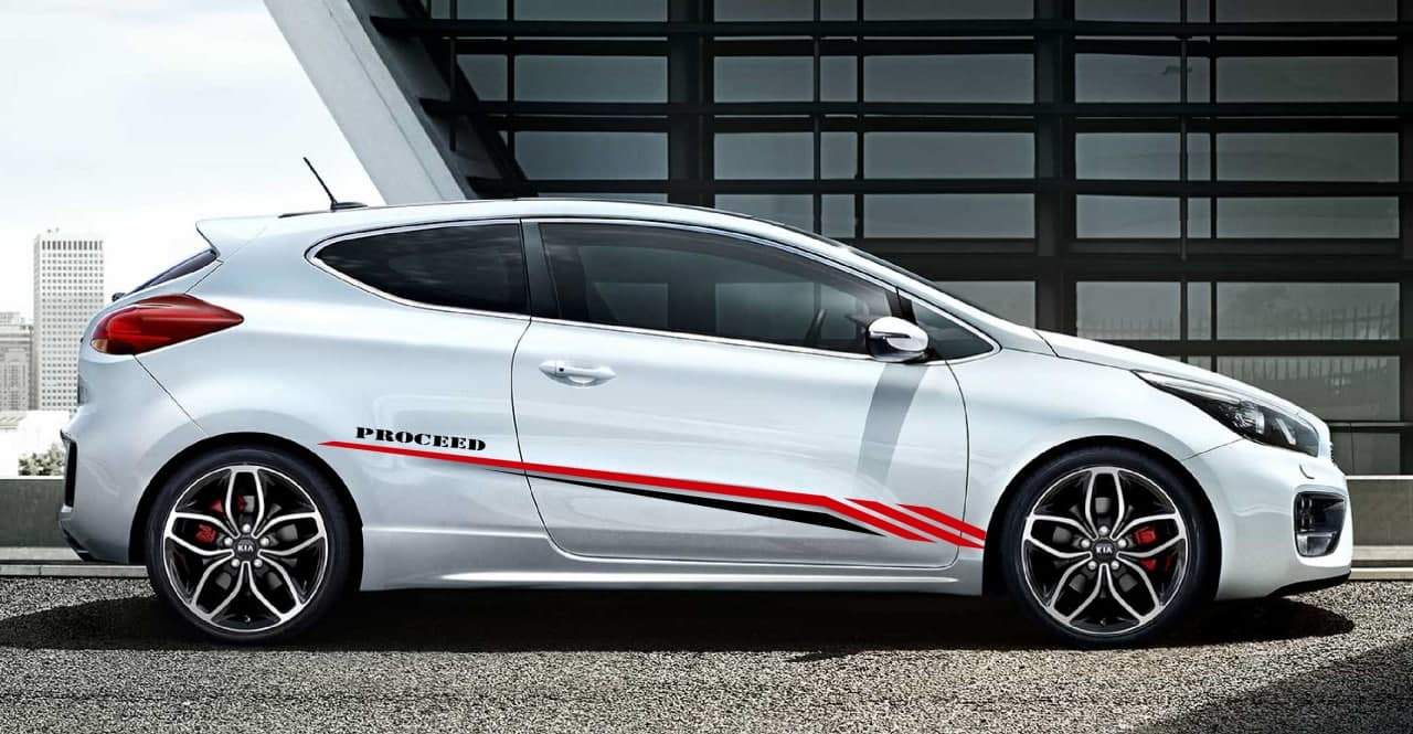Vinyl Graphics Inscription Line Design Decal Sticker Vinyl Side Racing Stripes Compatible with Kia ProCeed