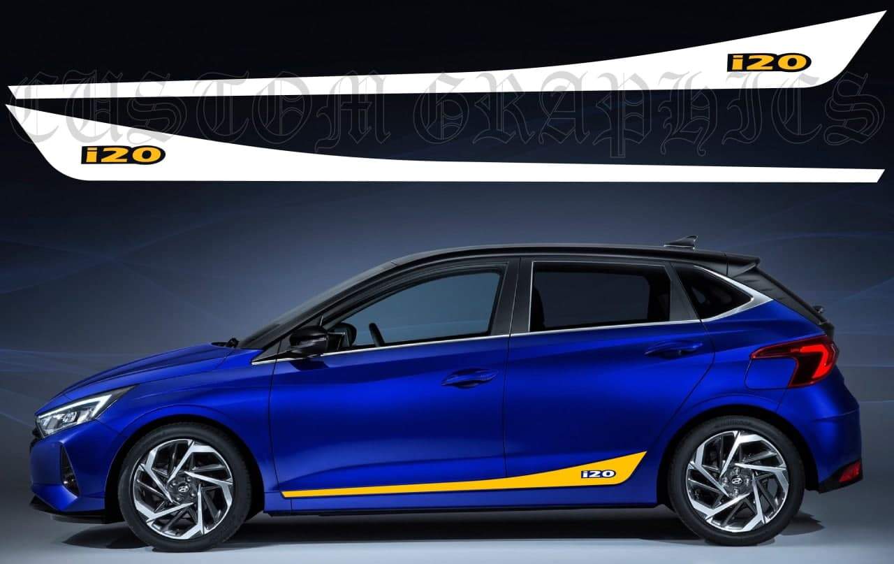 Vinyl Graphics Line 2 colors Graphic Classic design Vinyl Stickers Compatible with Hyundai I20