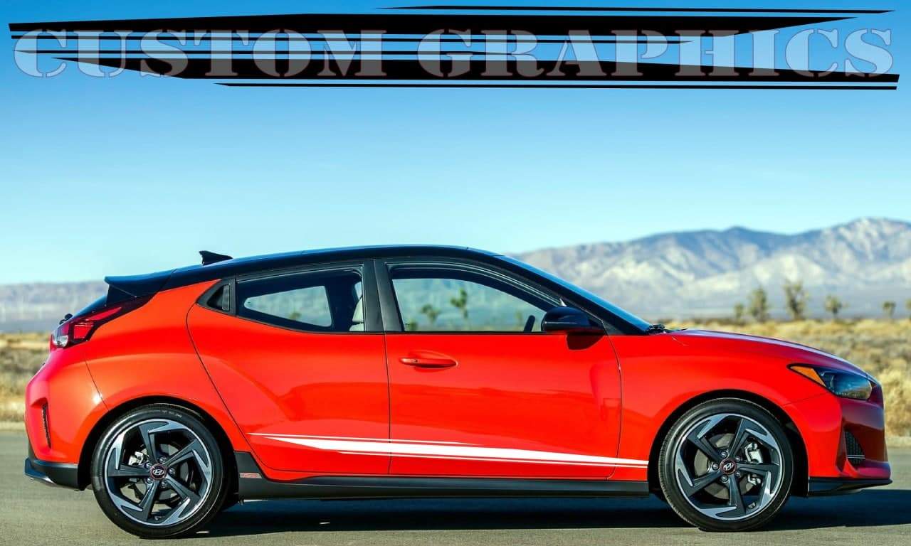 Vinyl Graphics Line Design Decal Sticker Vinyl Side Racing Stripes for Hyundai Veloster