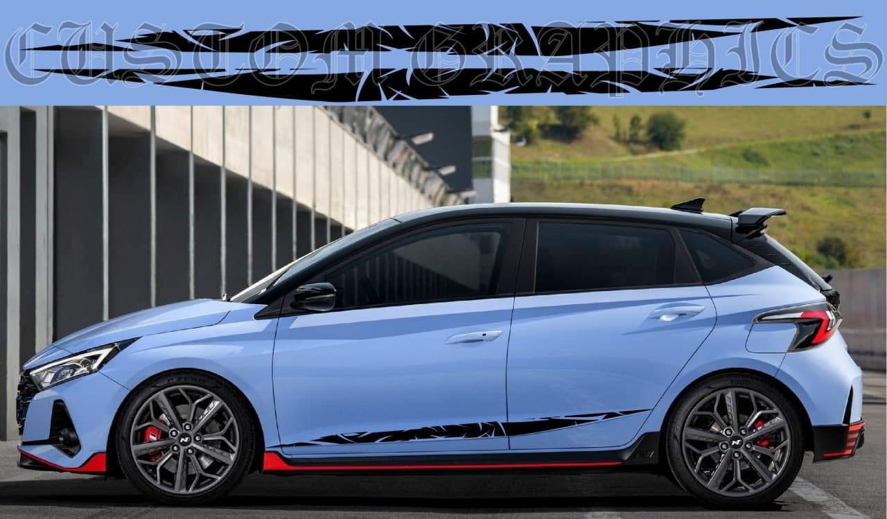 Vinyl Graphics Line flow Graphic Classic design Vinyl Stickers Compatible with Hyundai I20