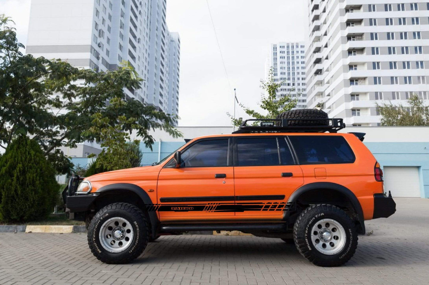 Bandes latérales de course en vinyle à motif graphique pour Mitsubishi Pajero