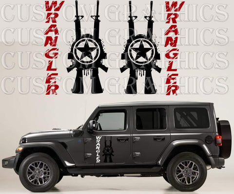 Vinyl Graphics M-16 USA logo Design Graphic Stickers Compatible with Jeep Wrangler