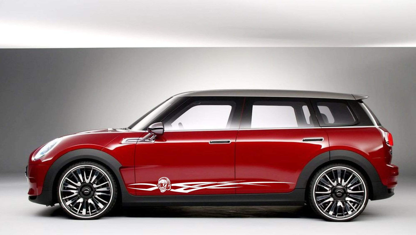 Premium Quality Vinyl Sticker fit Mini Cooper Skull Tribal line Design Automotive decals