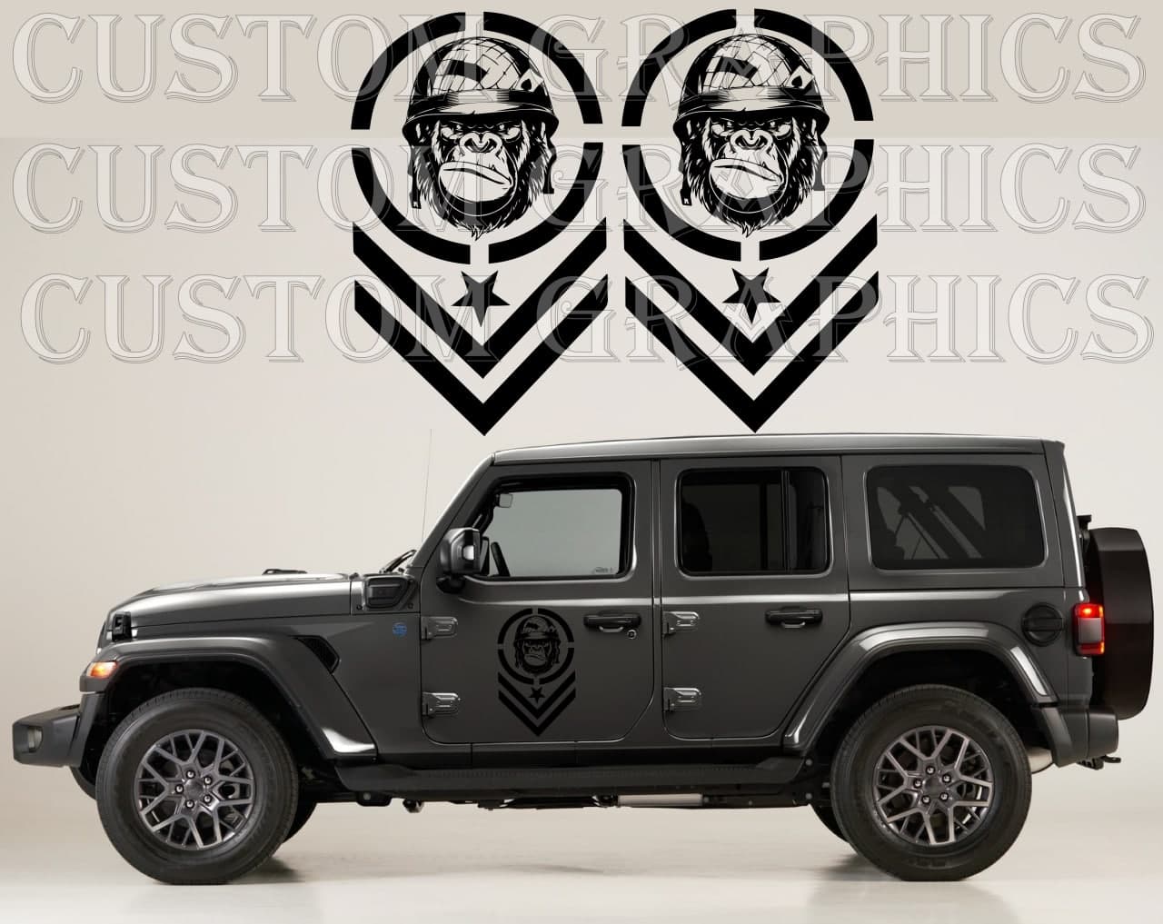 Vinyl Graphics Monkey Arm Design Graphic Stickers Compatible with Jeep Wrangler