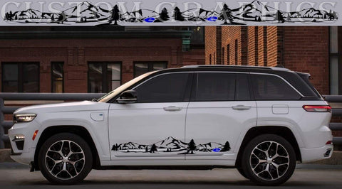 Vinyl Graphics Mountain Forest Design Vinyl Graphics for Jeep Grand Cherokee Trailhawk
