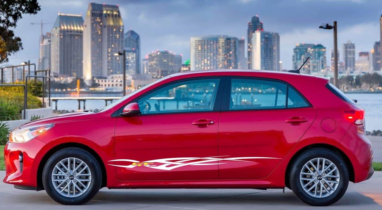 Vinyl Graphics NEW 2 color Design Decal Sticker Vinyl Side Racing Stripes Compatible with Kia Rio