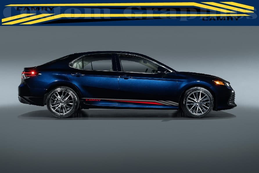 Vinyl Graphics New 2 color Graphic Sticker Vinyl Side Racing Stripes Compatible with Toyota Camry
