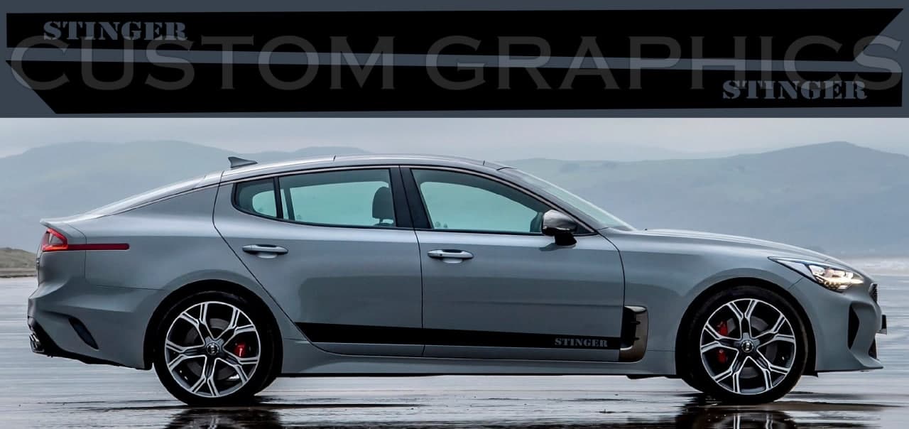 Vinyl Graphics NEW Classic Design Decal Sticker Vinyl Side Racing Stripes Compatible with Kia Stinger
