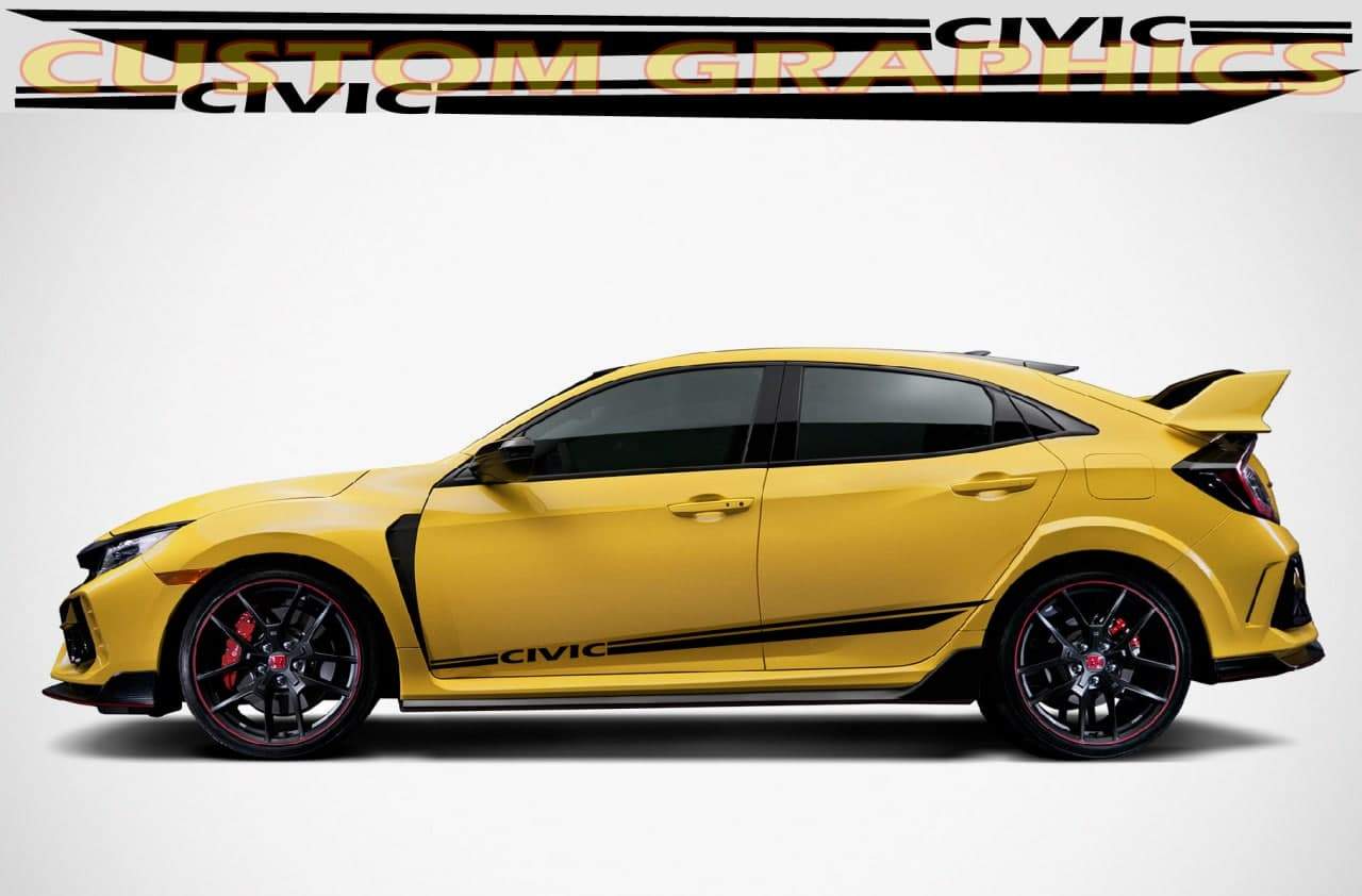 Vinyl Graphics New Classic Graphic Line Stickers Compatible With Honda Civic, All Models Size
