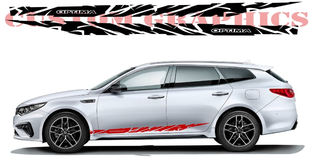 Vinyl Graphics NEW Design Decal Sticker Vinyl Side Racing Stripes Compatible with Kia Optima