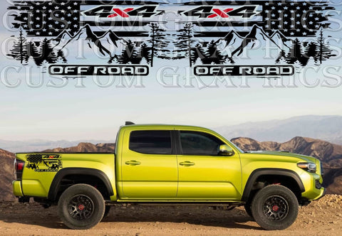 Vinyl Graphics New Flag Mountain Design Vinyl Stripes Compatible with Toyota Tacoma TRD_Pro-2022-4X4