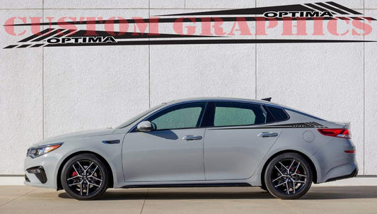 Vinyl Graphics New Line Design Decal Sticker Vinyl Side Racing Stripes Compatible with Kia Optima