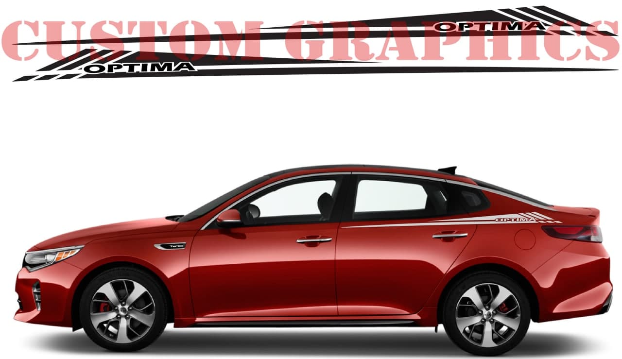 Vinyl Graphics New Line Design Decal Sticker Vinyl Side Racing Stripes Compatible with Kia Optima