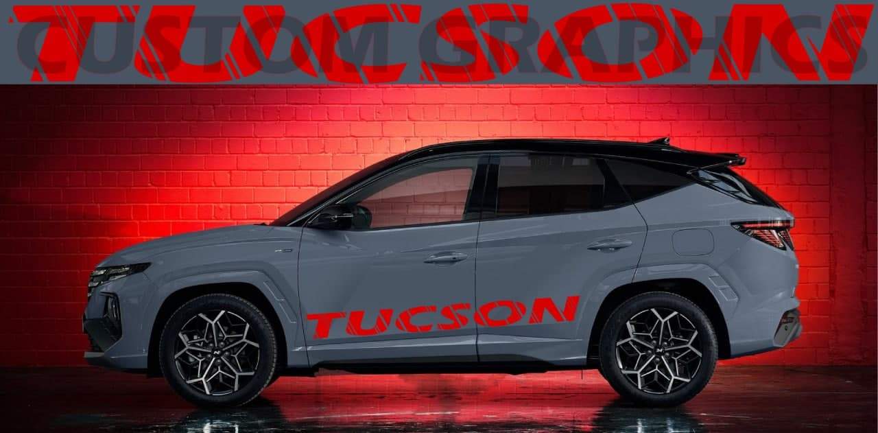 Premium Vinyl sticker Compatible with for Hyundai Tucson Car Styling Name line design