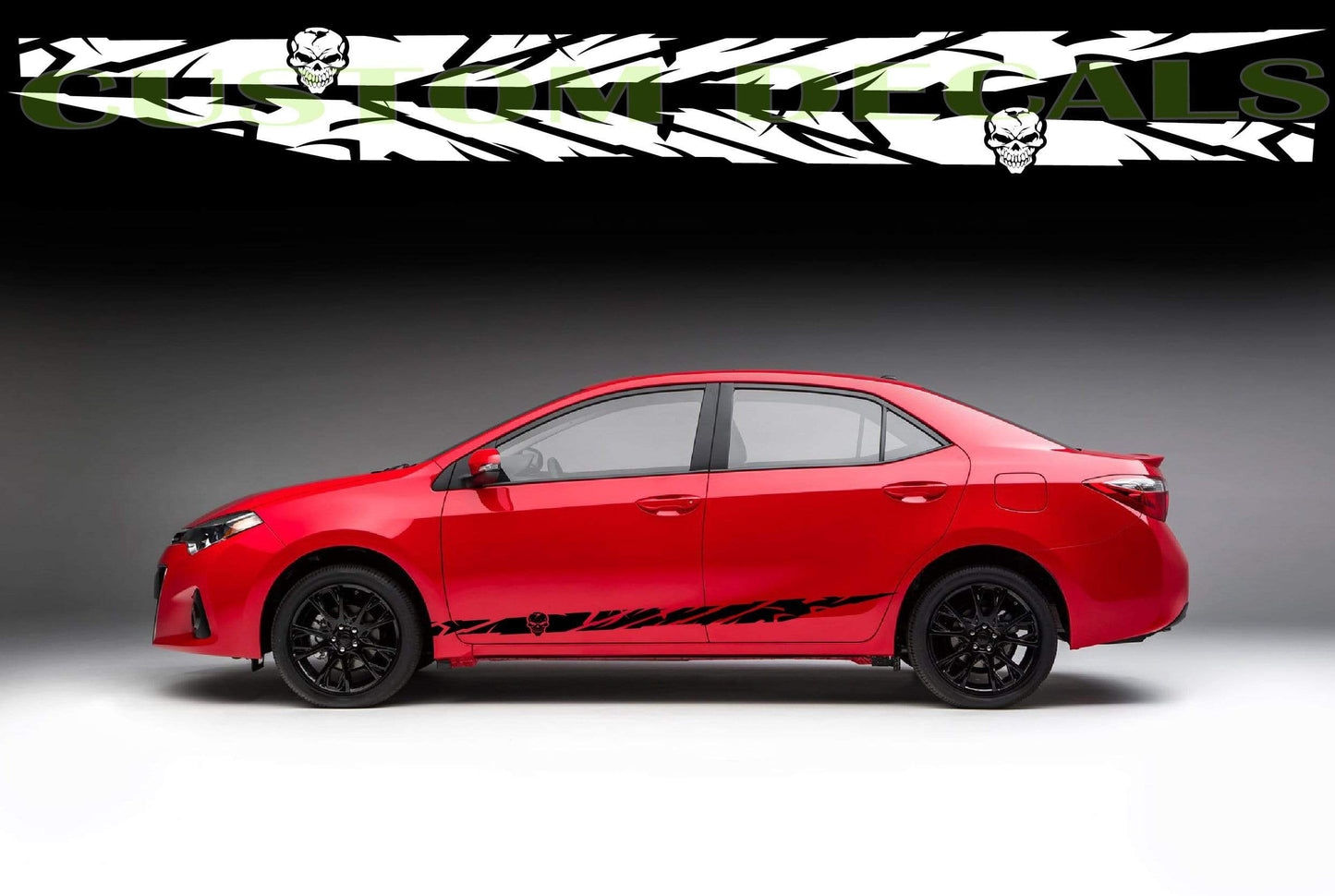 Vinyl Graphics NEW Skull Graphic Gift Toyota Corolla Racing Stripes for Corolla car stickers decals