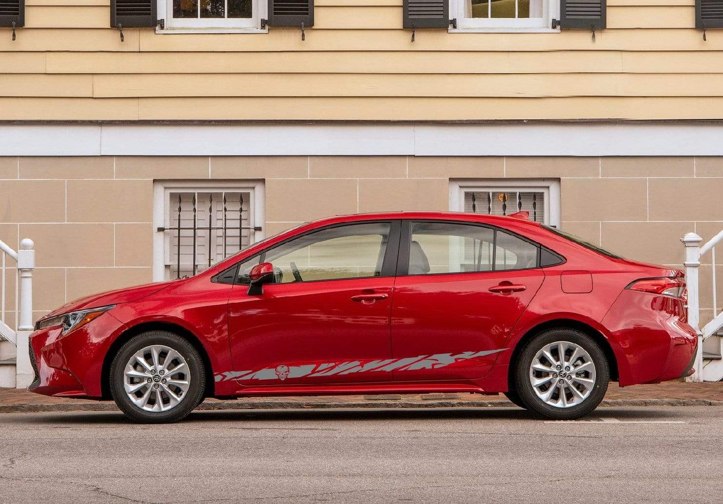 Vinyl Graphics NEW Skull Graphic Gift Toyota Corolla Racing Stripes for Corolla car stickers decals