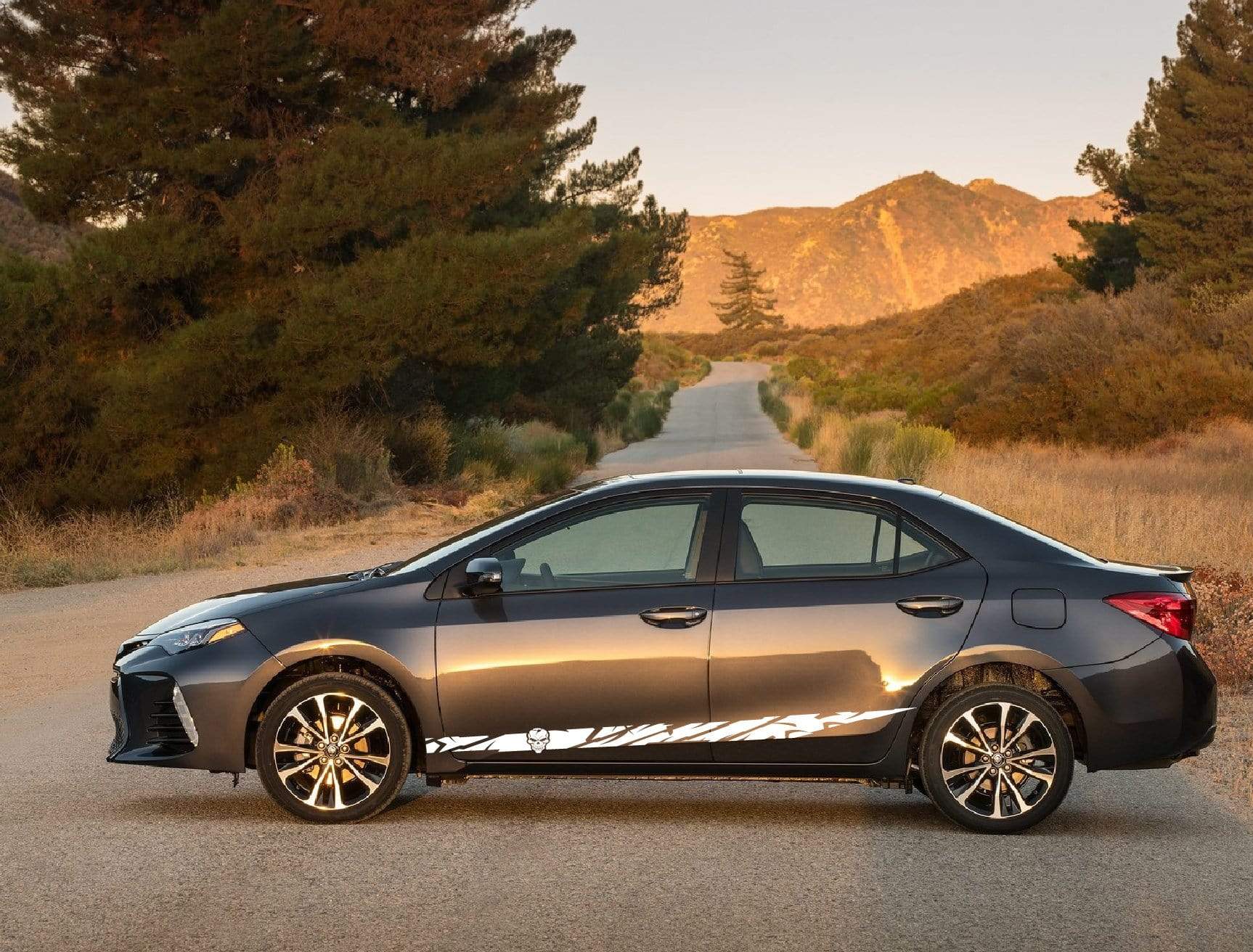 Vinyl Graphics NEW Skull Graphic Gift Toyota Corolla Racing Stripes for Corolla car stickers decals