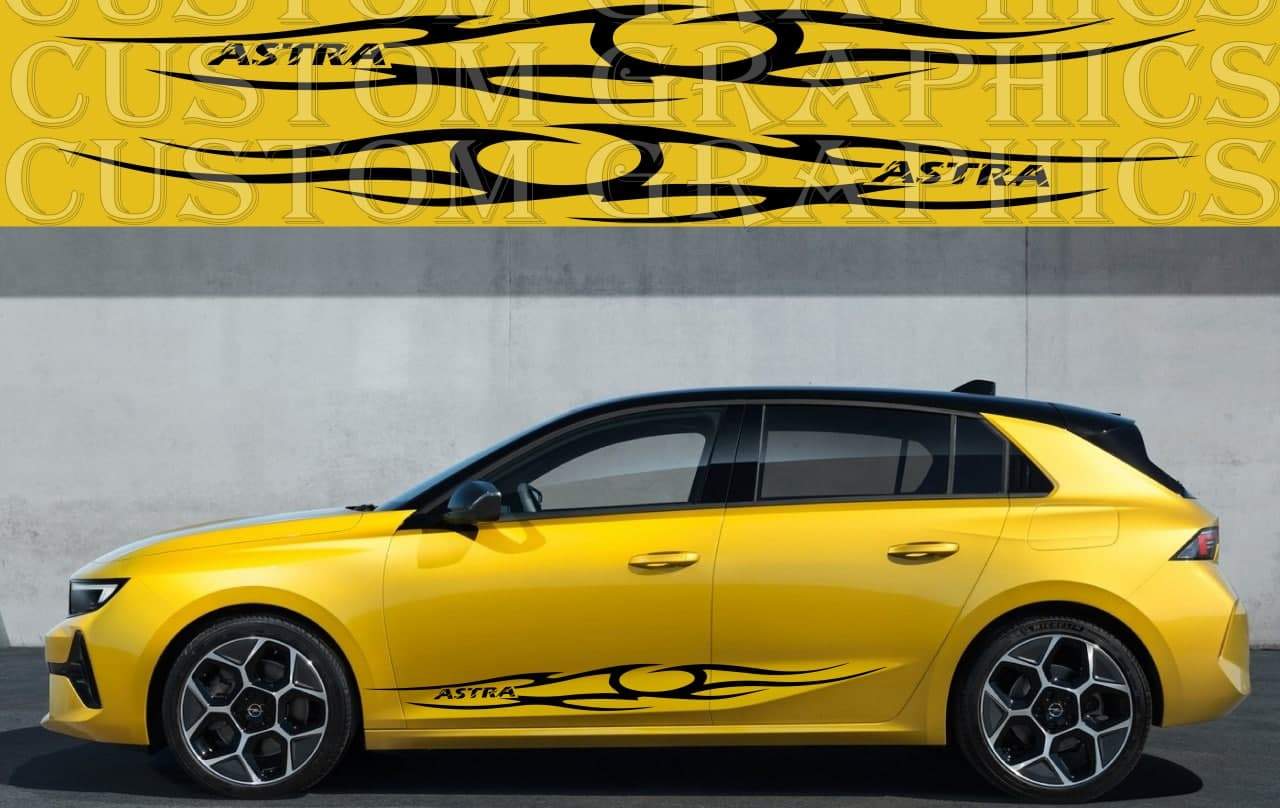 Vinyl Graphics New Tribal line design Vinyl Stickers Compatible with Opel Astra