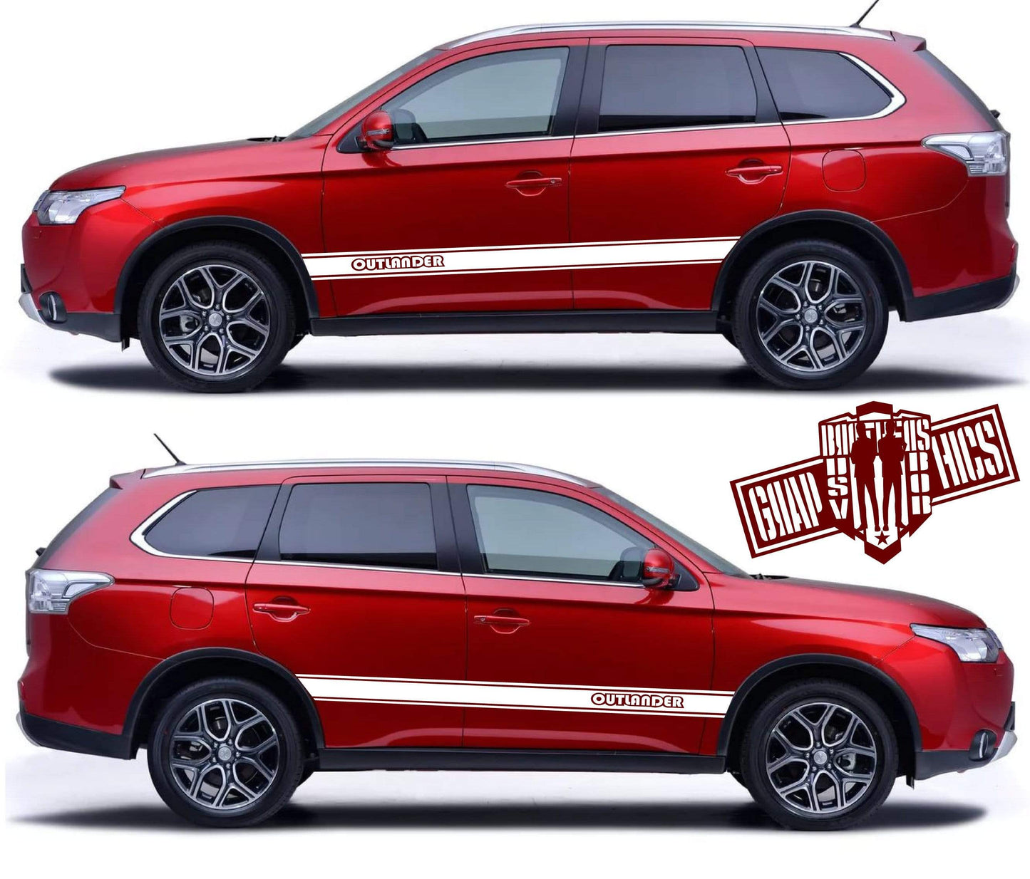Pair decals Racing Stripes for Mitsubishi Outlander - Brothers-Graphics