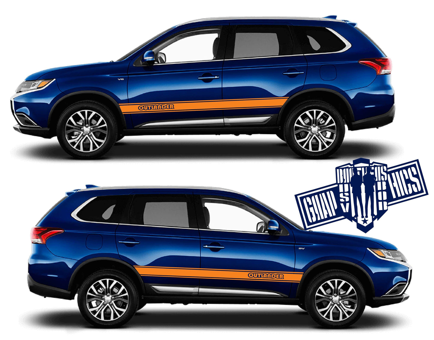 Pair decals Racing Stripes for Mitsubishi Outlander - Brothers-Graphics