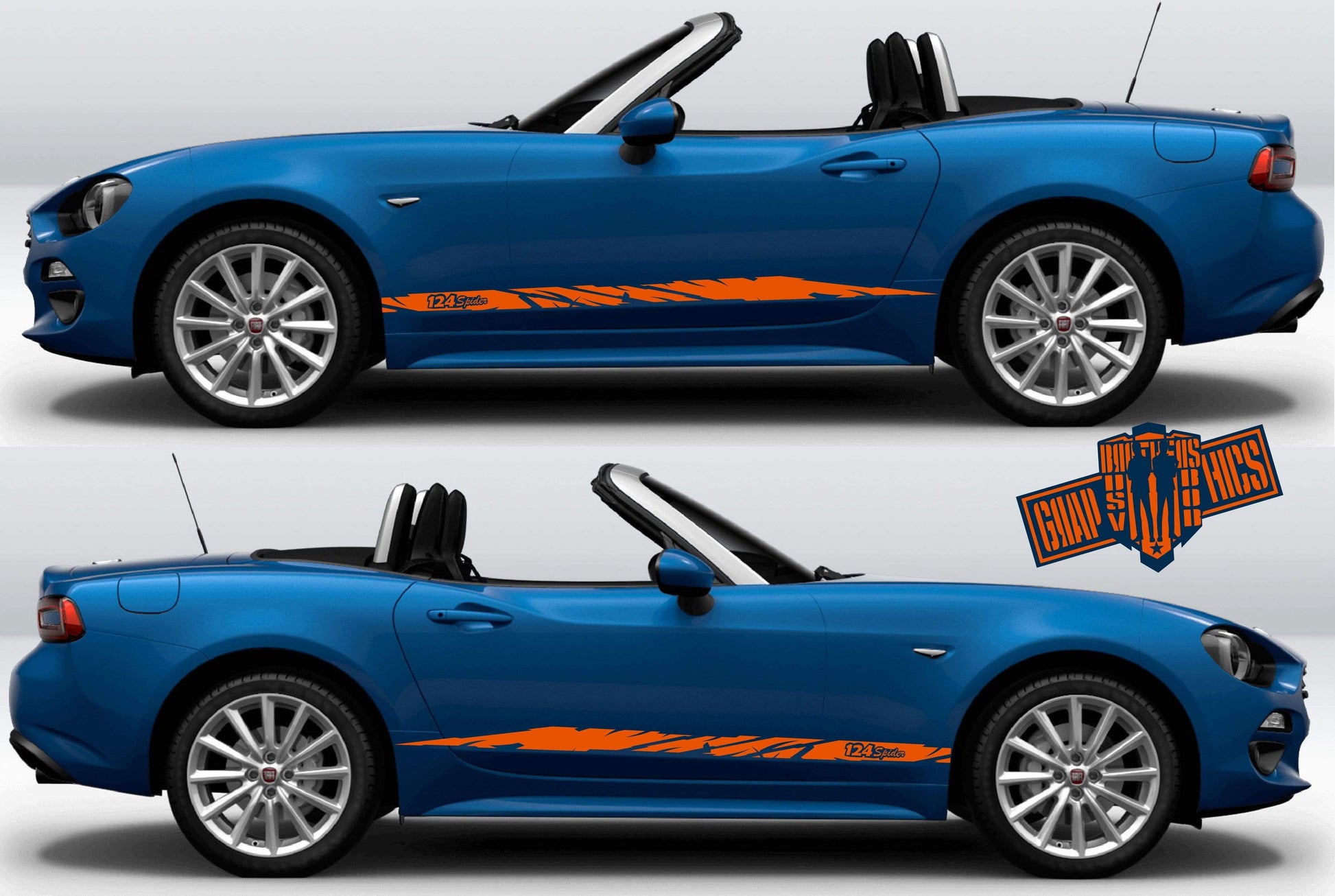 Pair decals Vinyl Stickers For Fiat Spider 124 stickers - Brothers-Graphics