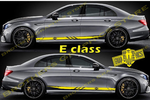 Pair Side Vinyl Sticker Stripe Decal Graphic For Mercedes-Benz E-CLASS - Brothers-Graphics
