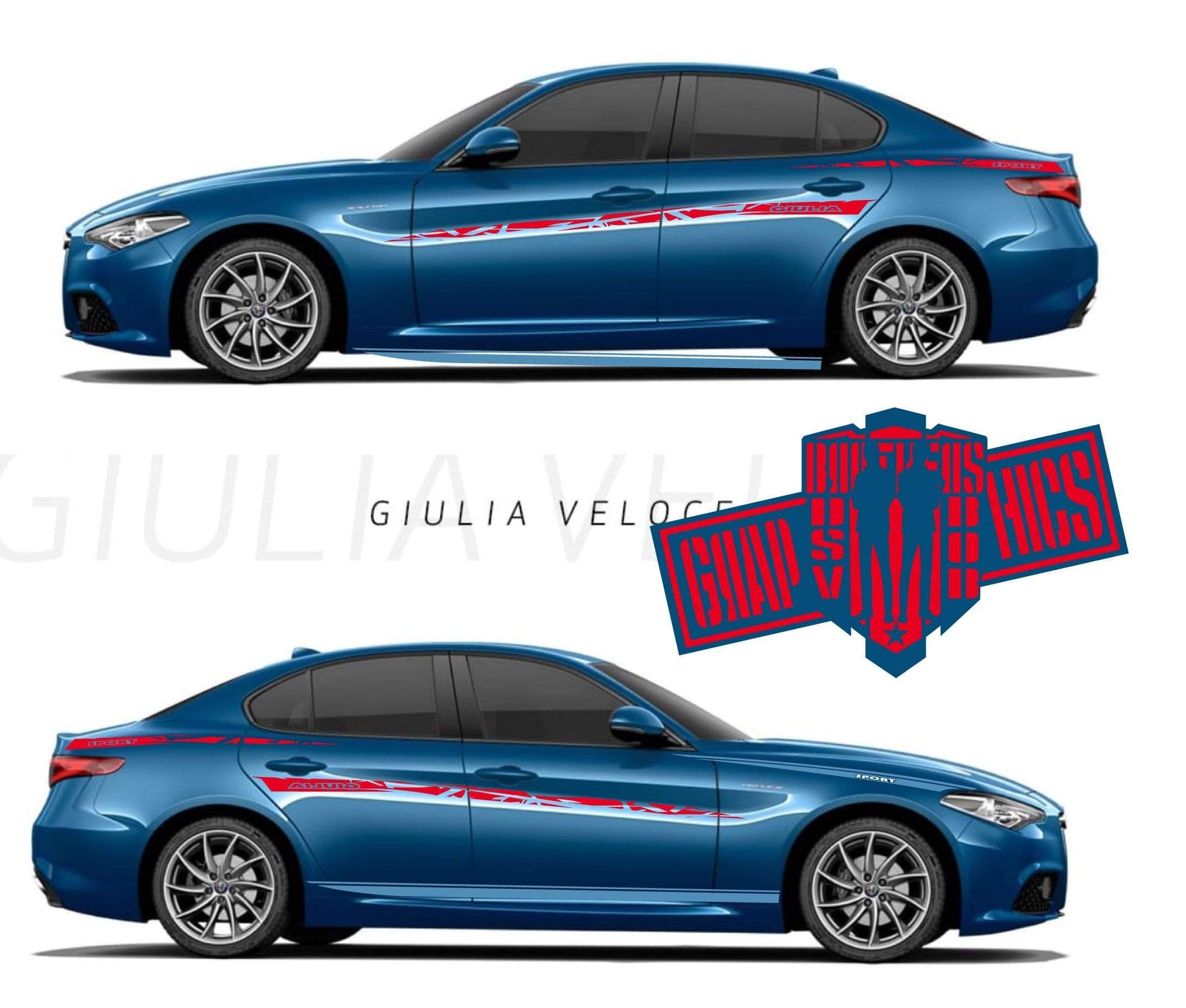Pair Stripes for Alfa Romeo Giulia - Brothers-Graphics