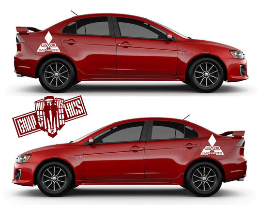 Racing Graphic Sticker Car Side Vinyl Stripes For Mitsubishi Lancer Evolution X 10 2001-2021 - Brothers-Graphics