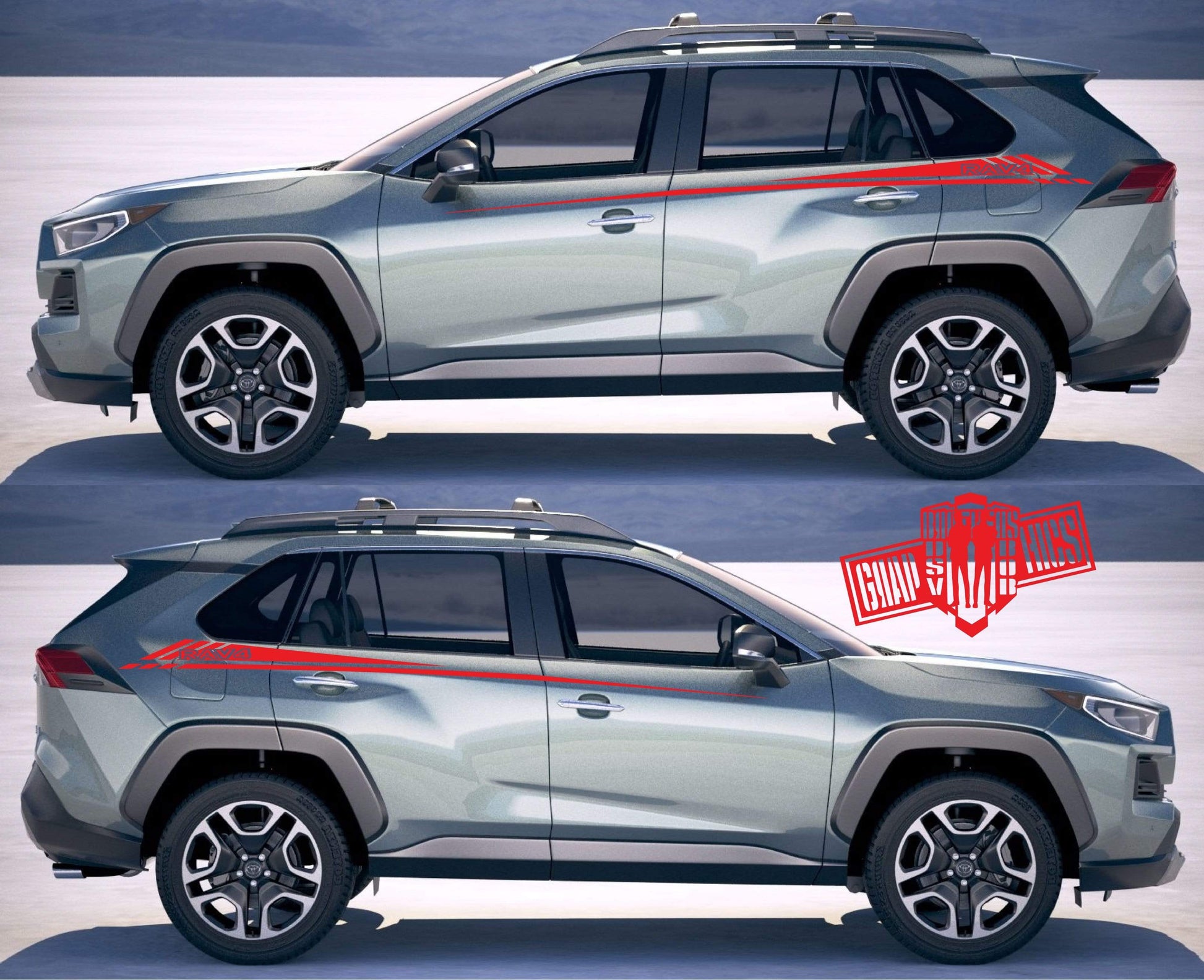 Racing Line Sticker Car Side Vinyl Stripe For Toyota Rav4 - Brothers-Graphics