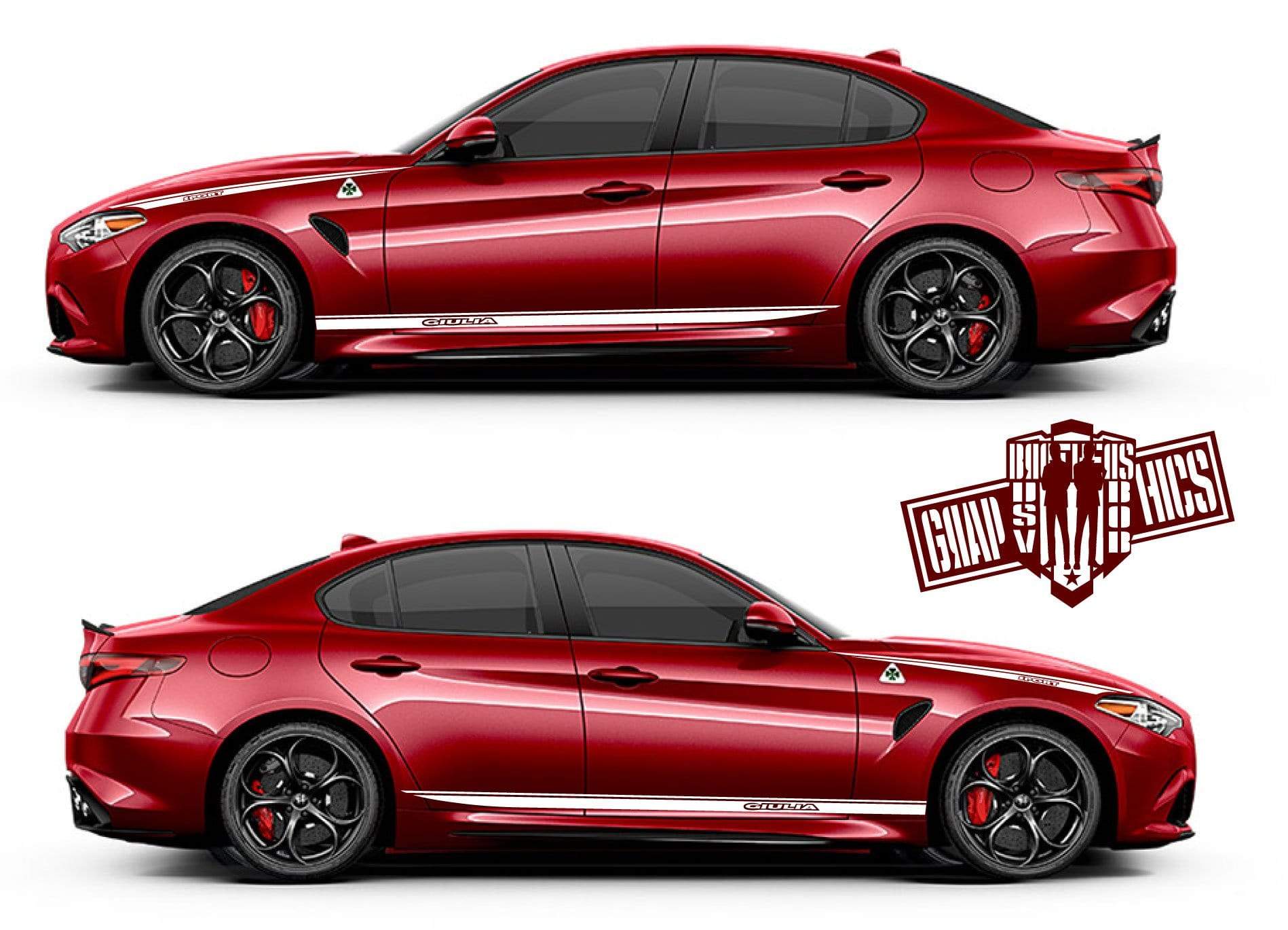 Racing Stripes Stickers For Alfa Romeo Giulia - Brothers-Graphics