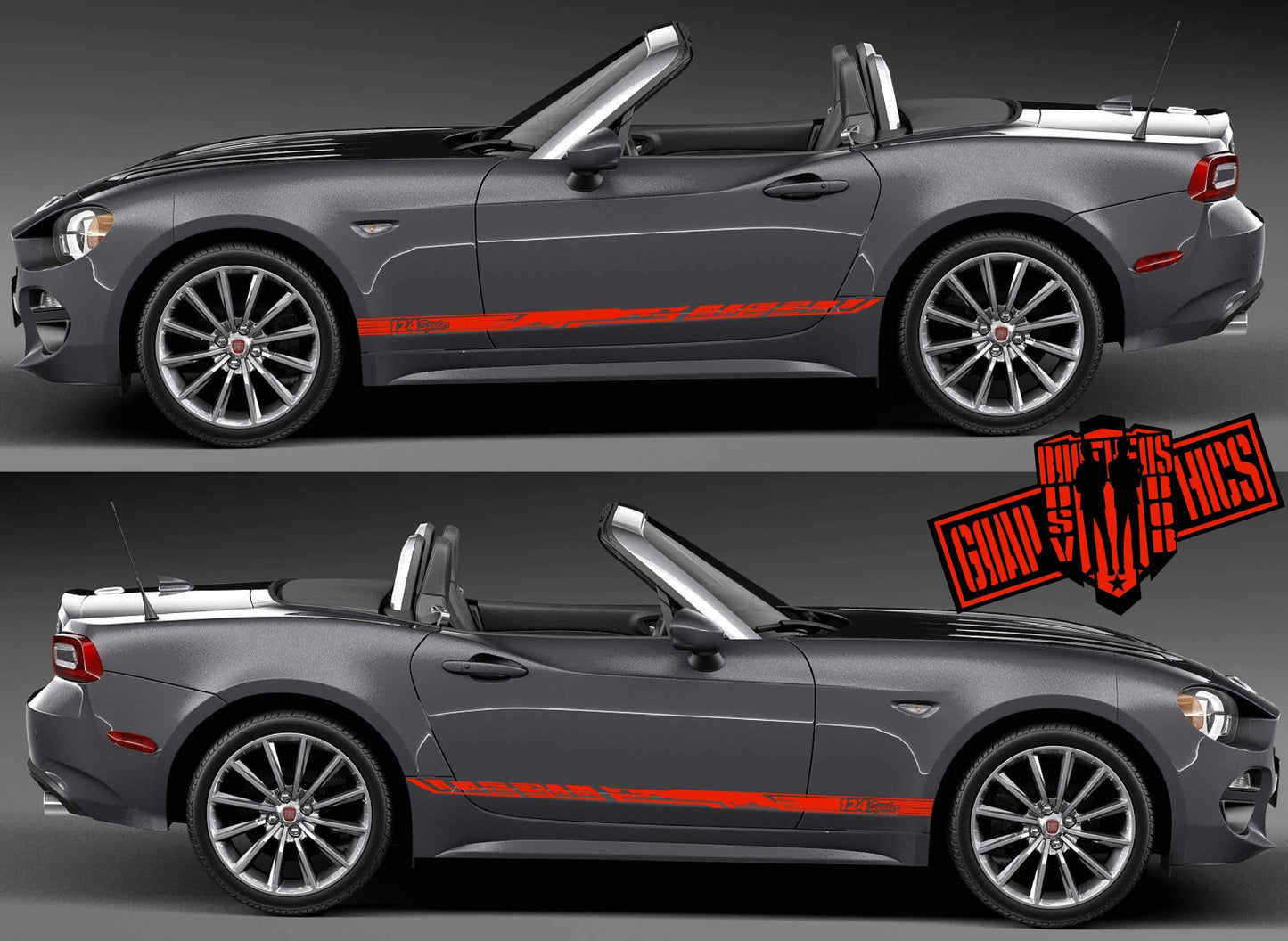 Racing Stripes Vinyl Sticker Side Door Decal For Fiat Spider 124 stickers - Brothers-Graphics