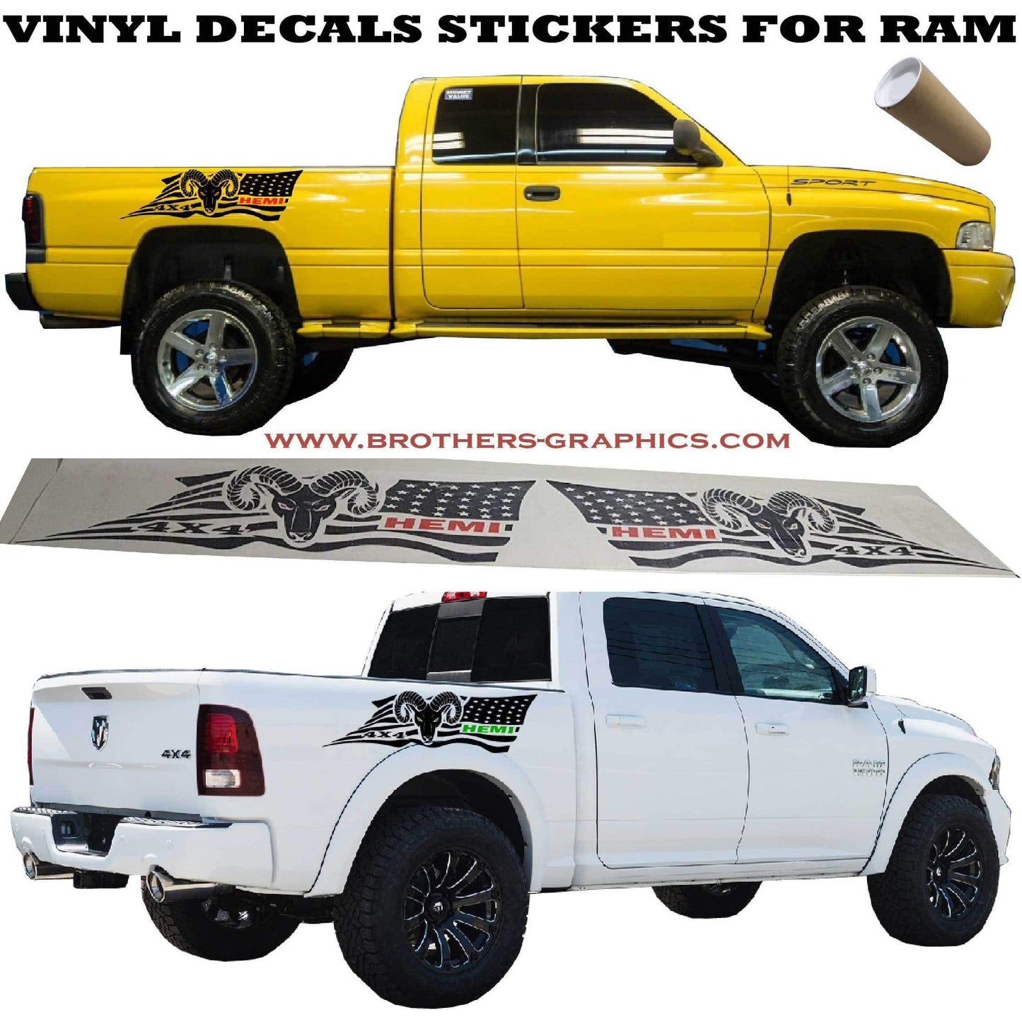 Autocollants pour camion Ram | Bandes Dodge Ram 1500 | Autocollants Dodge pour Dodge Ram