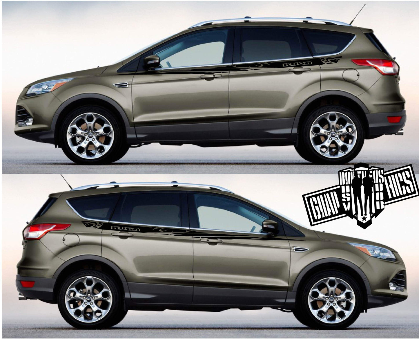 Set of Racing Side Stripes Decal Sticker Graphic for Ford KUGA - Brothers-Graphics