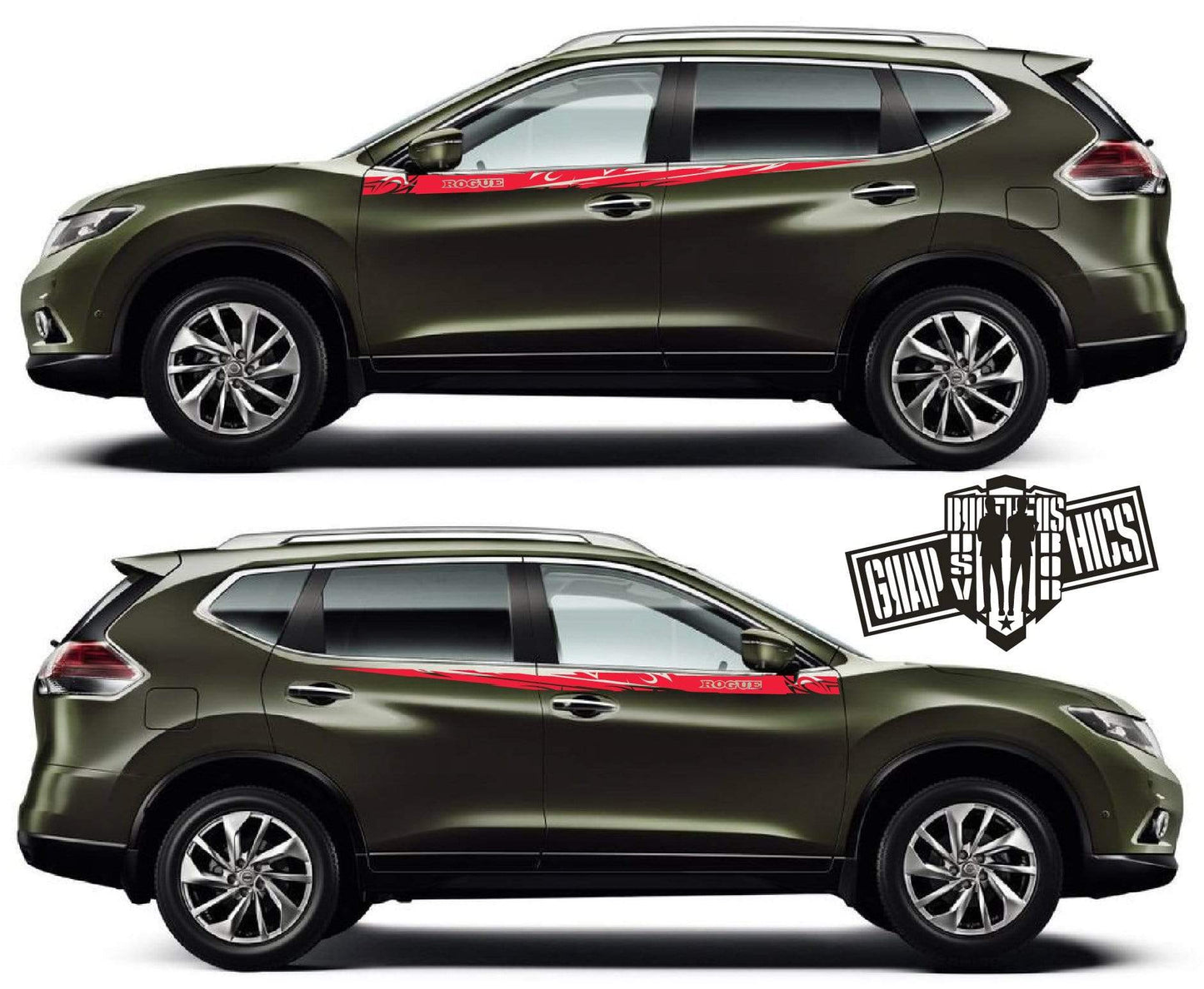 Side door Decal Vinyl Racing Stripe Stickers For Nissan Rogue - Brothers-Graphics