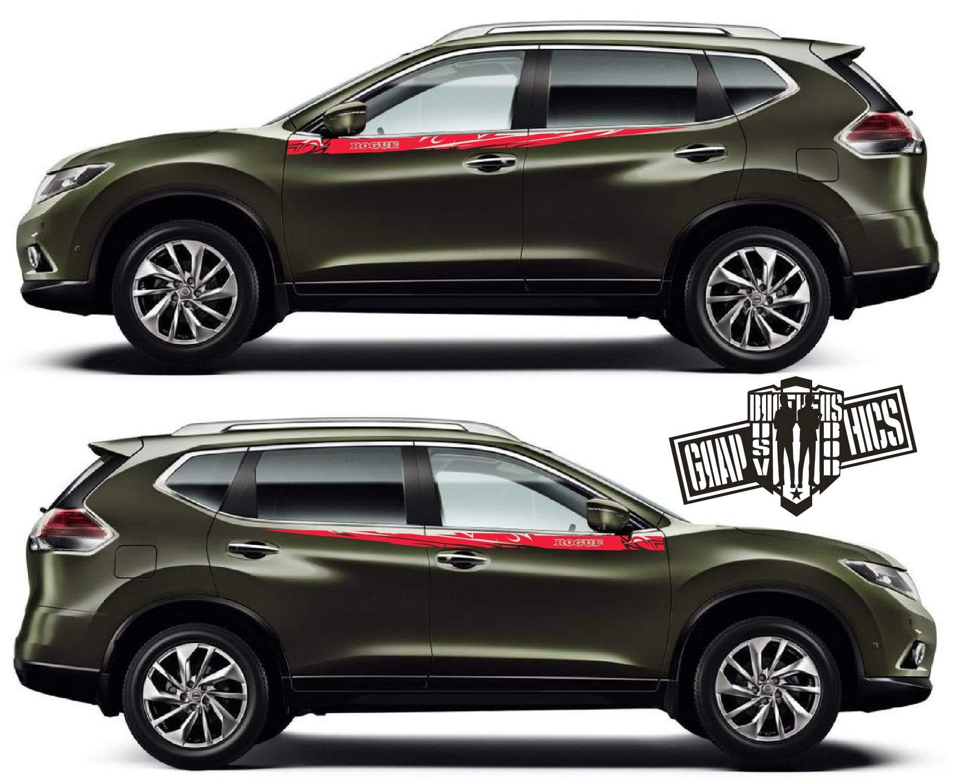Side door Decal Vinyl Racing Stripe Stickers For Nissan Rogue - Brothers-Graphics