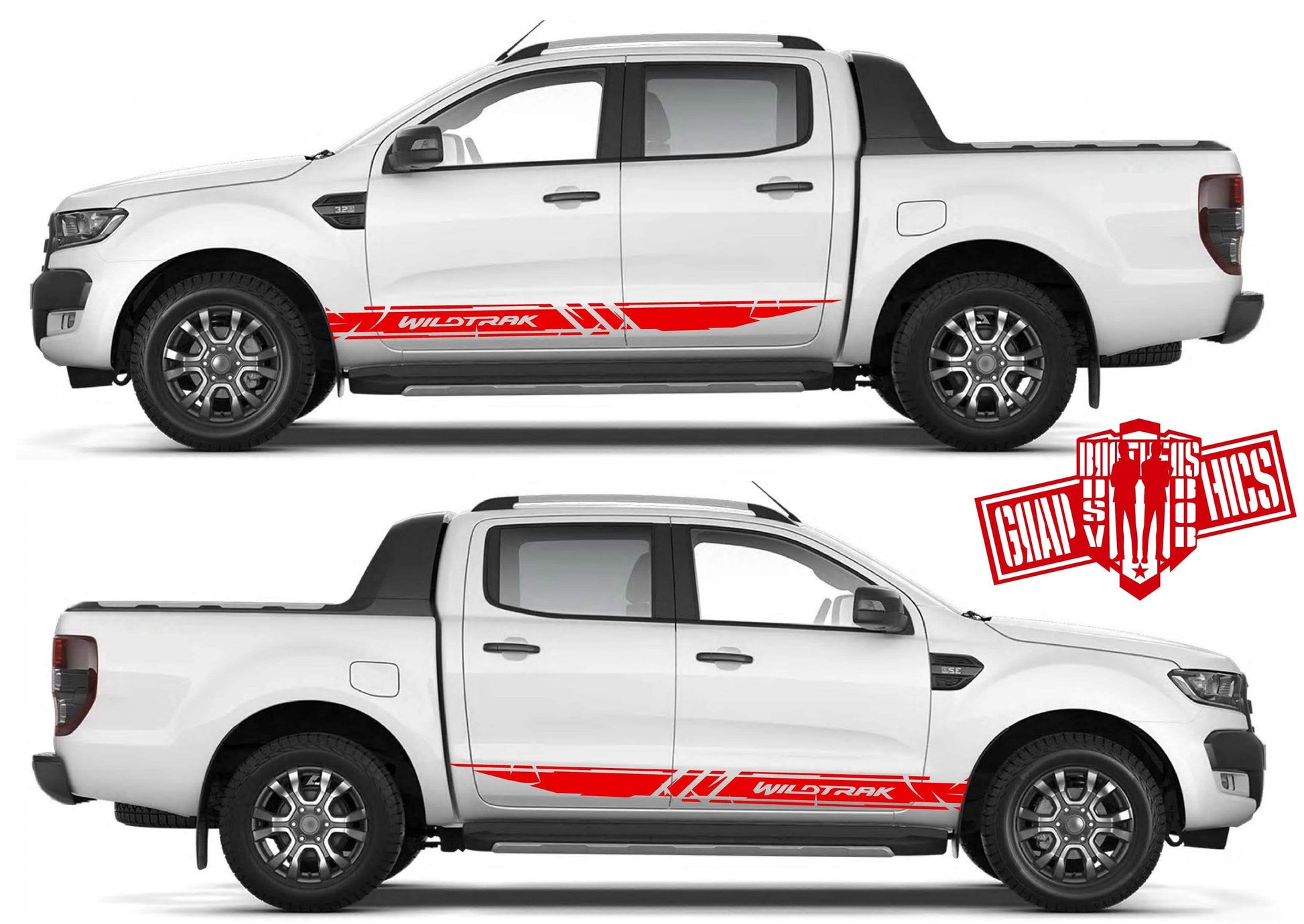 Side door stripe vinyl decal graphic sticker Kit for Ford Ranger - Brothers-Graphics