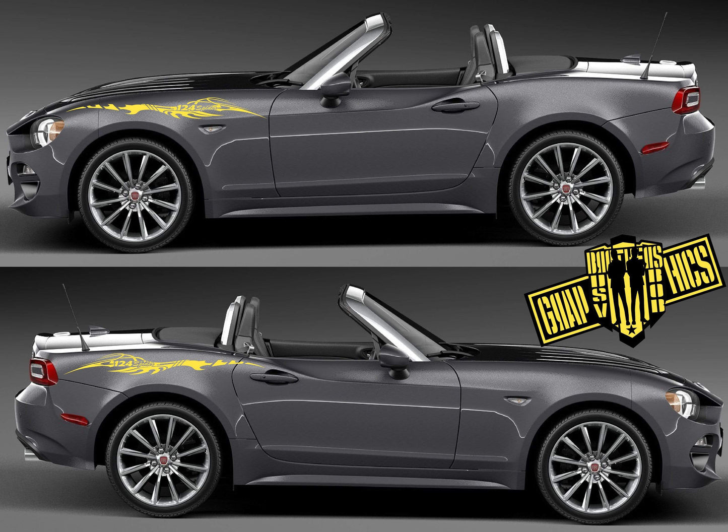 Side Door Vinyl Decal Stripes Kit Graphics Custom for Fiat Spider 124 - Brothers-Graphics