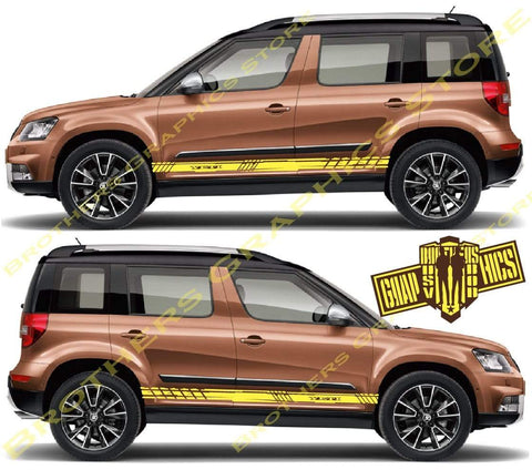 Side Door Vinyl Decal Stripes Kit Graphics Custom for Skoda Yeti - Brothers-Graphics