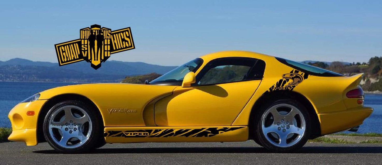 Side Vinyl Door Decal Racing Stripe stickers for Dodge Viper 2000-2019. - Brothers-Graphics