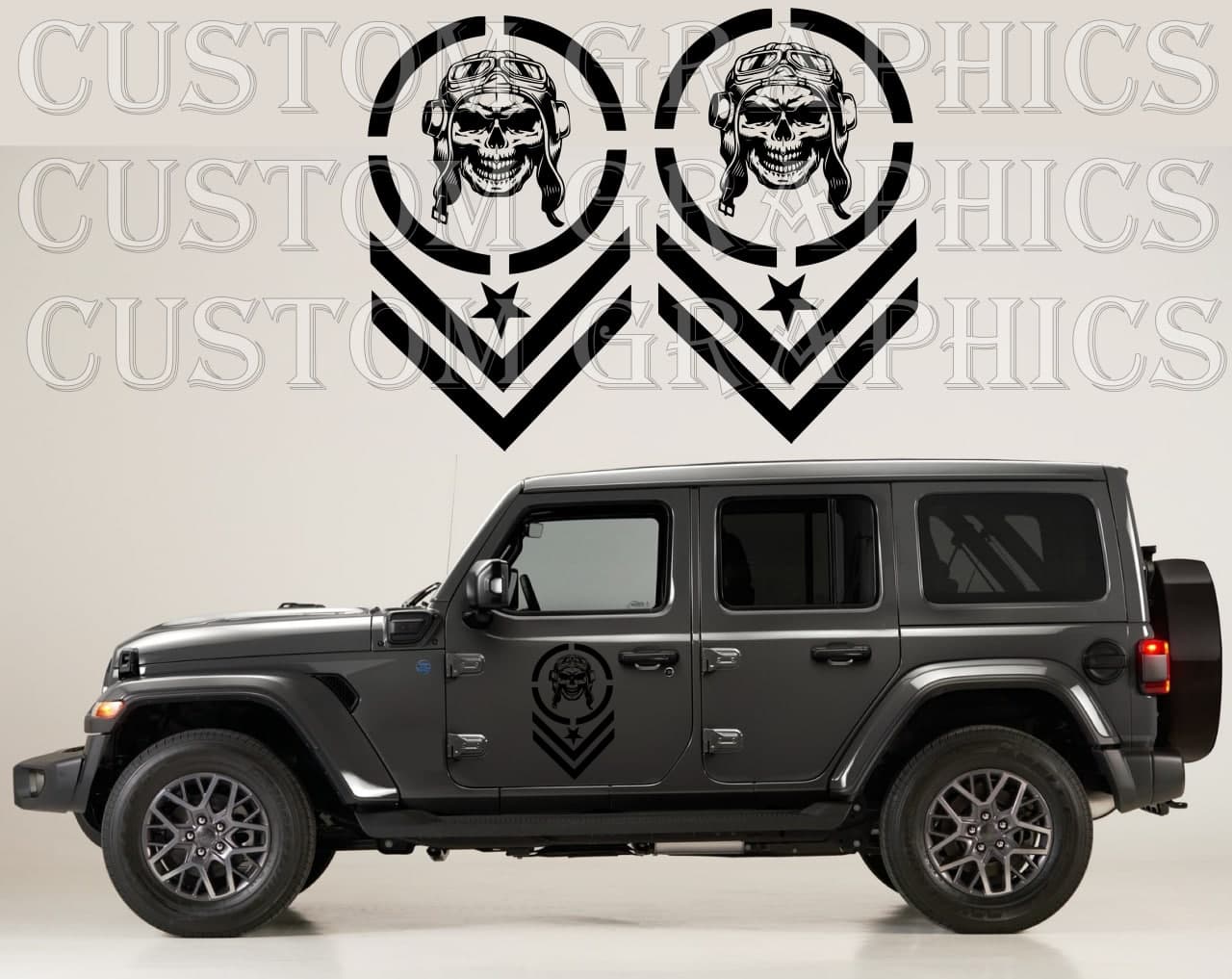Vinyl Graphics Skull Arm Design Graphic Stickers Compatible with Jeep Wrangler