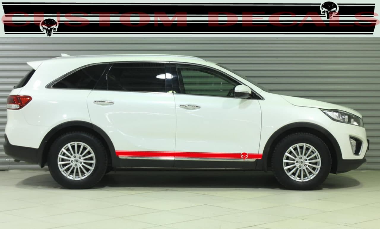 Vinyl Graphics Skull Design Decal Sticker Vinyl Side Racing Stripes Compatible with Kia Sorento