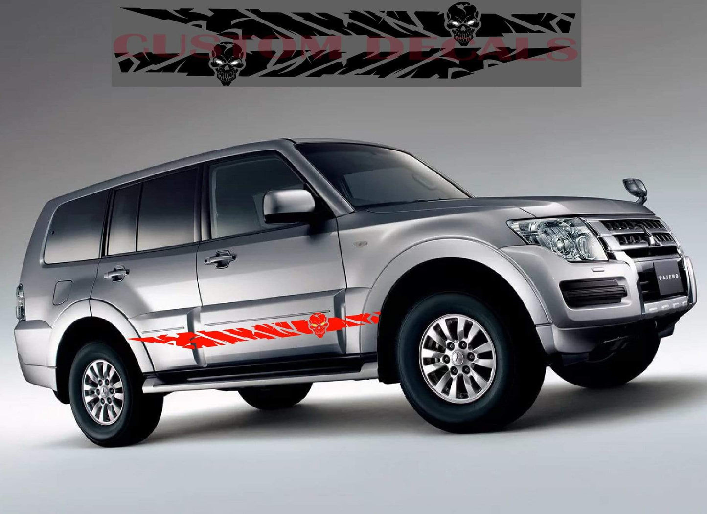 Premium Quality Stickers Compatible with Mitsubishi Pajero Skull Line Design Decorative decals
