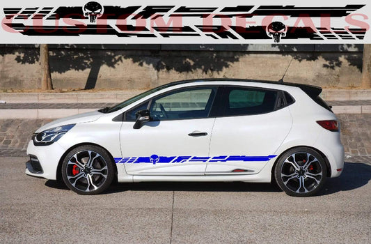 Autocollants graphiques Skull Gift renault Bandes de course pour Renault Clio autocollants voiture renault clio