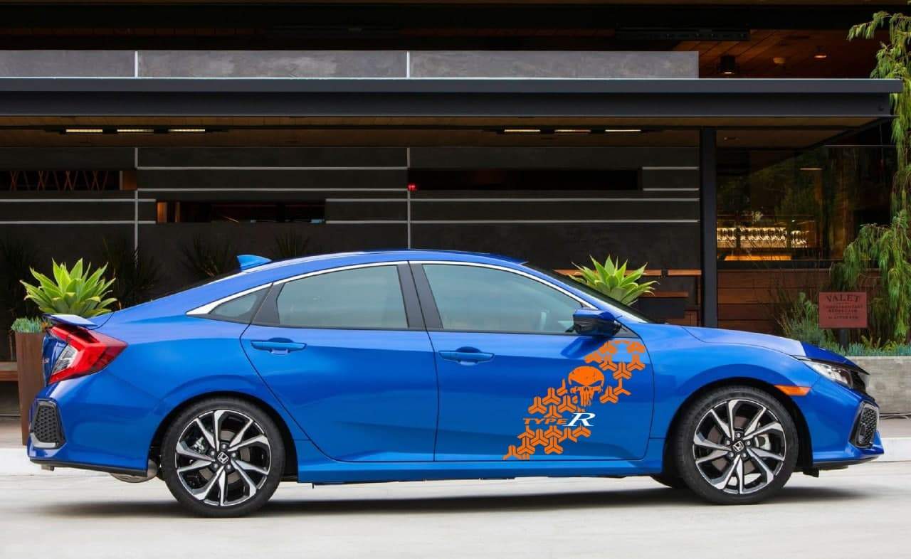 Vinyl Graphics Skull Graphic Line Stickers Compatible With Honda Civic, All Models Size