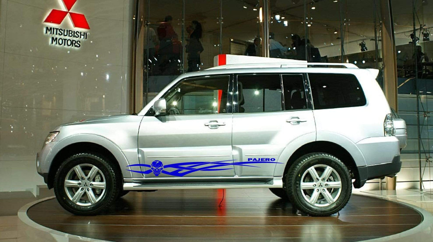 Premium Quality Stickers Compatible with Mitsubishi Pajero Skull Tribal Design Decorative decals